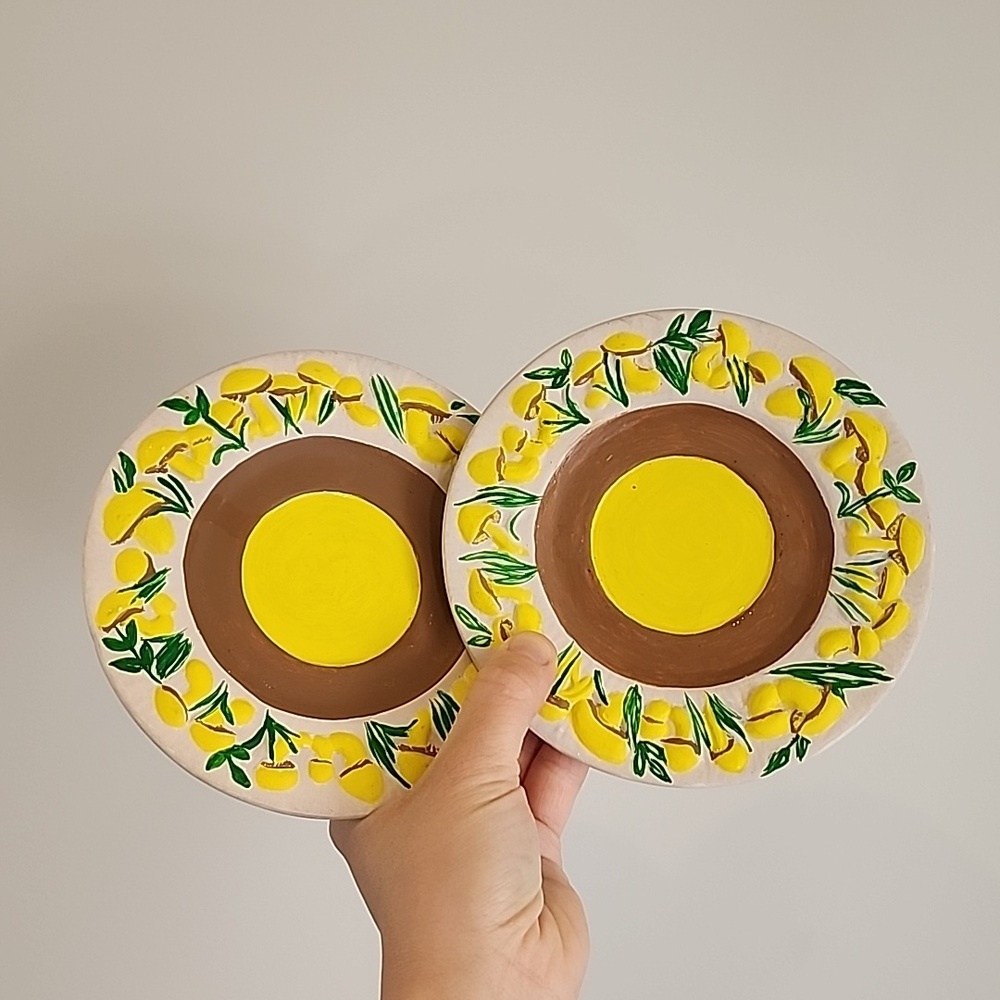 Pair of vintage mushroom plates